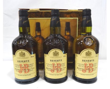 TRIO OF J&amp;B RESERVE 15YO
A boxed set of three bottles of the J&amp;B Reserve 15 Year Old Blended Scotch Whisky.  3 x 75cl