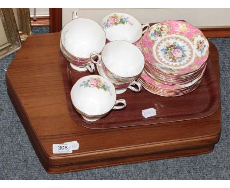 A Royal Albert 'Lady Carlyle' pattern set of six cups and saucers with six side plates together with an EPNS Kings pattern ca