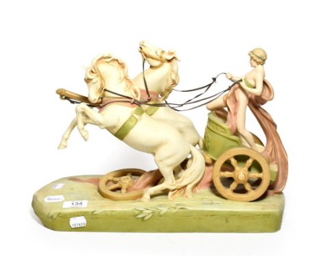 Post 1919 Royal Dux model of a charioteer, model number: 2393, 29cm high 