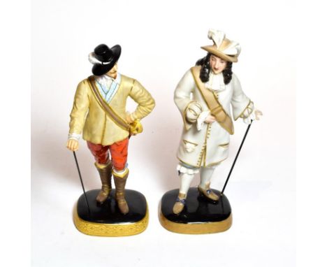 Two Royal Worcester figures of Charles I, after Van Dyck, model number: 2651 and a Charles II after Beal, model number: 2672,
