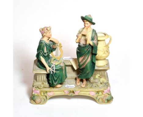 A post 1919 Royal Dux figure group of musicians, 30cm high 