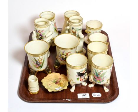 Five pairs of Royal Worcester vases and three other pieces of Royal Worcester porcelain 