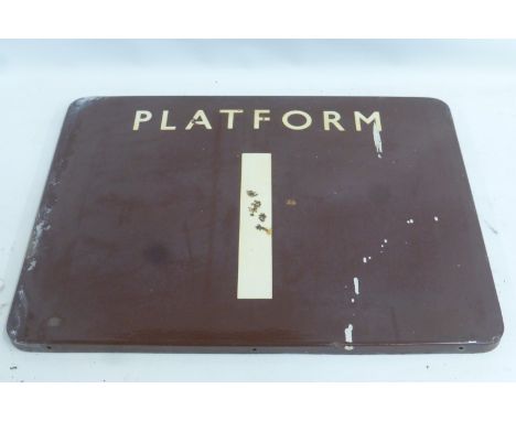 A Western Region rectangular enamel sign - Platform 1, 24 x 18".