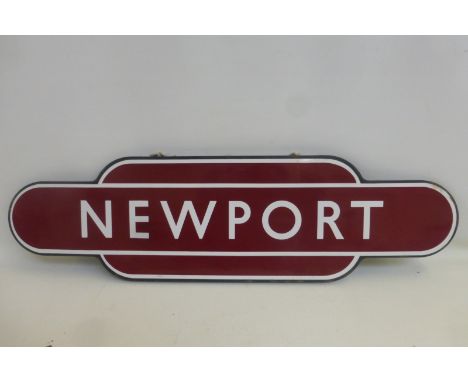 A Midland Region enamel station totem for Newport, fully flanged, 36 1/4 x 10 1/4".