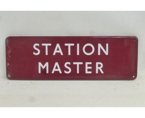 A Midland Region enamel railway sign - Station Master, 18 x 6".