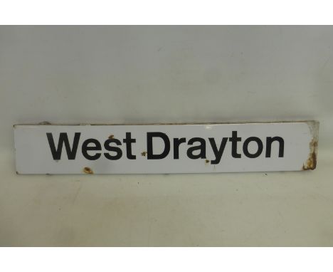 A rectangular enamel station sign for West Drayton, 30 x 5".