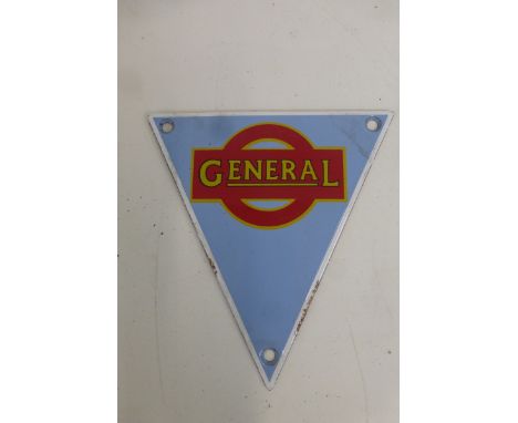 A triangular General Transport plaque, 5 3/4 x 6".