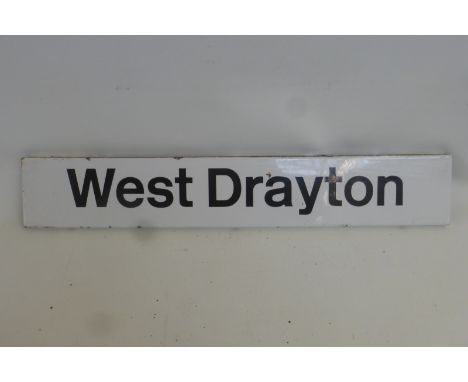 A rectangular enamel station sign for West Drayton, 30 x 5".