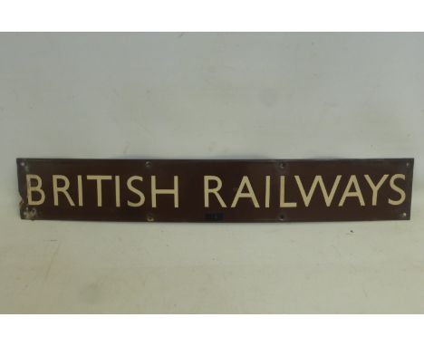 A Western Region British Railways rectangular enamel sign in chocolate and cream livery, 25 x 4".