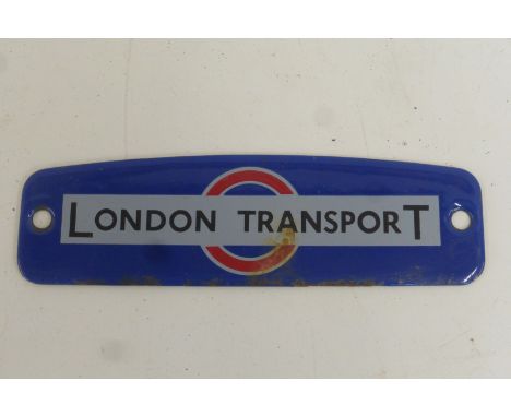 A London Transport enamel plaque, 8 x 2 1/4".