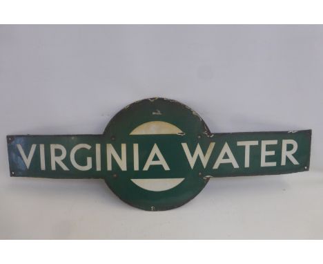 An early Southern Region enamel station target for Virginia Water, 36 x 13". 