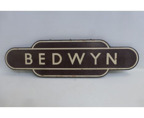 A Western Region enamel station totem for Bedwyn, fully flanged, 36 1/2 x 10 1/4".