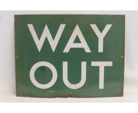 A Southern Region Way Out rectangular enamel sign, 24 x 18".