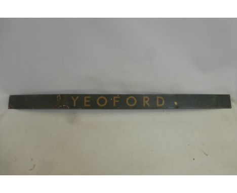 A narrow Southern Region enamel sign for Yeoford, 48 x 3".