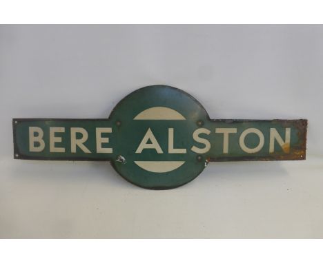 A Southern Region enamel station target for Bere Alston, 36 x 13".