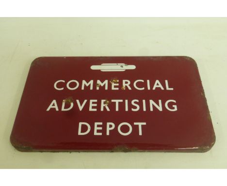 A Midland Region Commercial Advertising Depot enamel railway sign, 15 x 9".