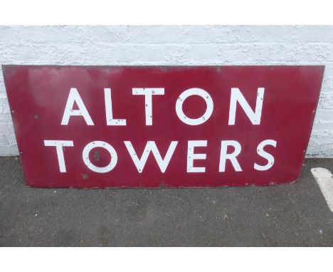 A rectangular Midland Region enamel sign for Alton Towers, 59 x 25 1/4".