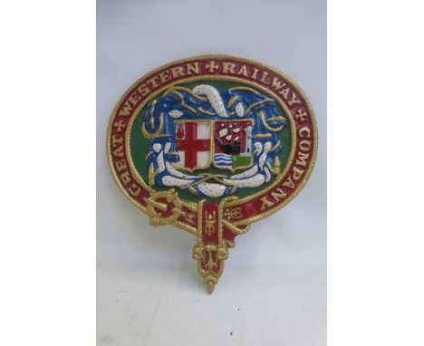 A decorative Great Western Railway Company plaque, 10 3/4 x 12".