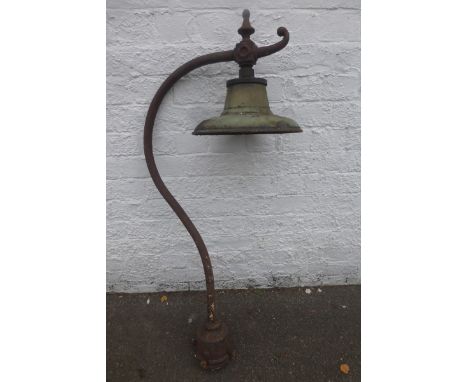 A swan neck platform electric top lamp with bracket.