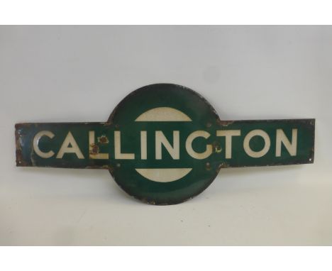 An early Southern Region enamel station target for Callington, 34 x 13".