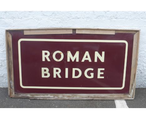 An unusual Midland Region enamel sign in frame - Roman Bridge, 50 1/2 x 28" overall.