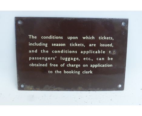 A Tickets Information rectangular plaque, 6 x 4".