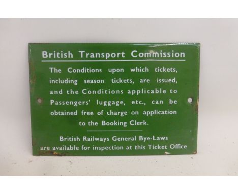 A British Transport Commission Information plaque, 6 x 4".