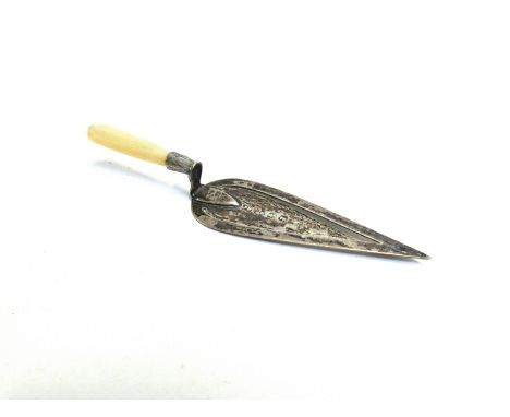 A James Fenton silver trowel bookmark, Birmingham 1887