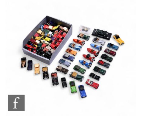 A collection of assorted Morgan car diecast models including Majorette, Tomica, Brumm, Siku, Cararama and others, unboxed. (q