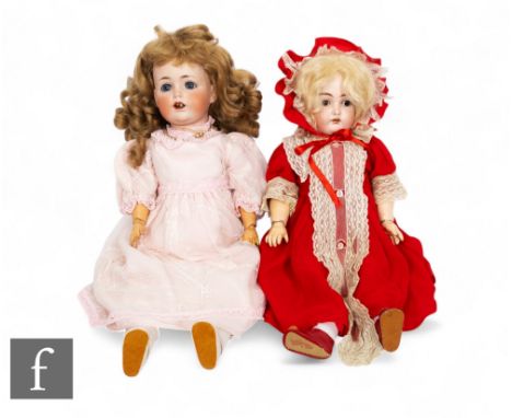 Two early 20th Century bisque head dolls, Kestner JDK 257, impressed maker's marks to head and another unnamed doll, possibly