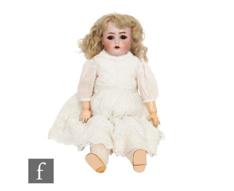 An early 20th Century Kammer &amp; Reinhardt Simon &amp; Halbig bisque head doll, open mouth with teeth, sleeping eyes, impre
