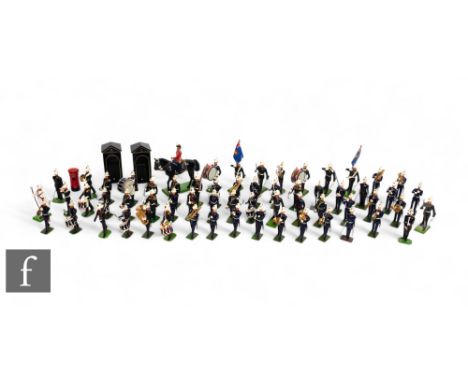 A collection of Royal Marine Band metal figures including Britains, Ducal and others, with other similar metal figures. (qty)