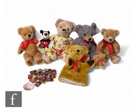 A collection of Merrythought soft toys including Millennium 2000 bear, limited edition bear with soft body decorated with ted