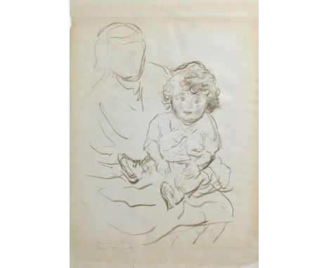 Dunlop, Ronald Ossory. 1894 Dublin-1973 ManchesterFrau des Künstlers, ein Kleinkind auf dem Schoß haltend (Jaqueline, 2 Jahre