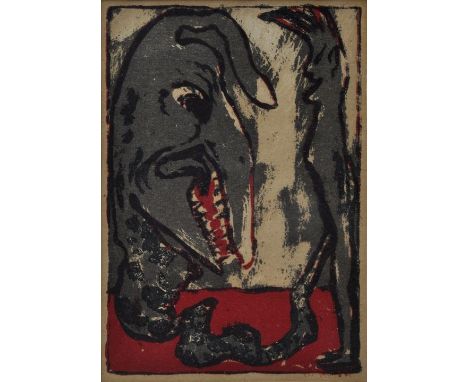 Nolde, Emil. 1867 Buhrkall-1956 SeebüllFabelwesen. 1926. Aus: Schiefler, Gustav: Das graphische Werk von Emil Nolde 1910-1925