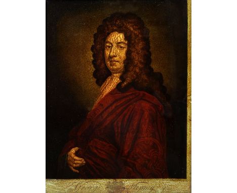 Faber, John II. 1684 Haag-1756 LondonBildnis George Stepney (1663 Westminster-1707 London). Mezzotinto auf Glasplatte, hinter