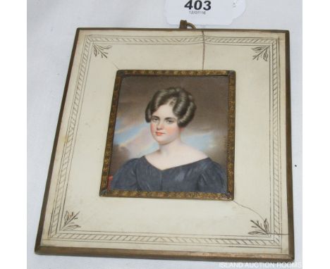 W CARL MACK - portrait miniature of a German lady - painted on ivory - in ivory frame