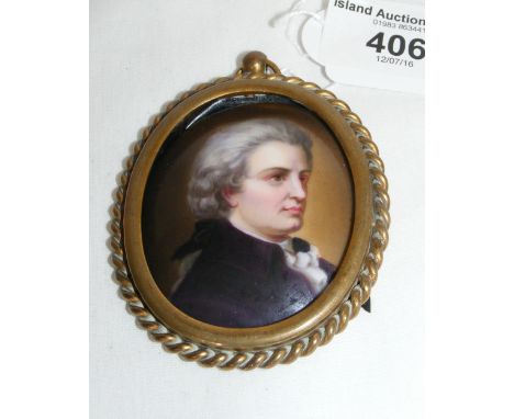 A 19th century portrait miniature of Schubert - hand painted on porcelain
