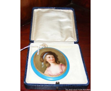 Vienna portrait miniature of Sophie Potocka - signed SCHINDLER - 9cm