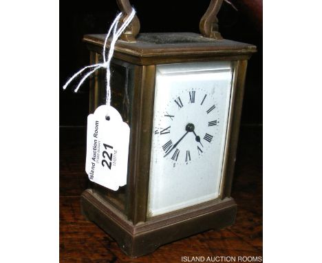 French brass cased carriage clock - 12cm high