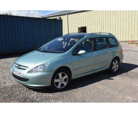 A Peugot 307 SW 2L HDI 110, reg. FG03 YKC 127741 miles, past service history, MOT April 2016, seven seater, panoramic sunroof