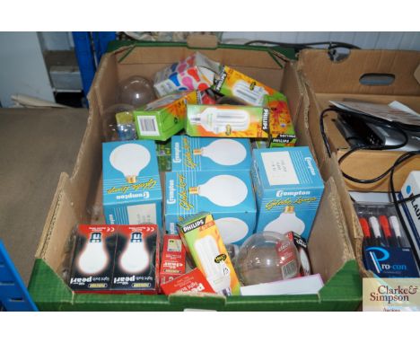 A box containing various light bulbs
