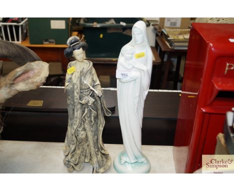 A Goldscheider figurine (AF) together with an Oriental figurine (AF)