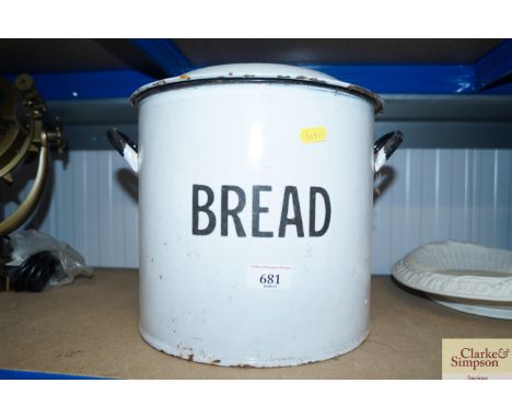 An enamel bread bin