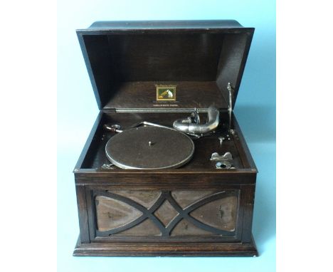 An HMV table-top gramophone, model 104.