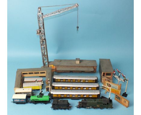 OO Gauge, a quantity of mainly Triang railway, R059 Class 3 Standard Tank engine RN82004, wagons, a CKO metal crane, track an