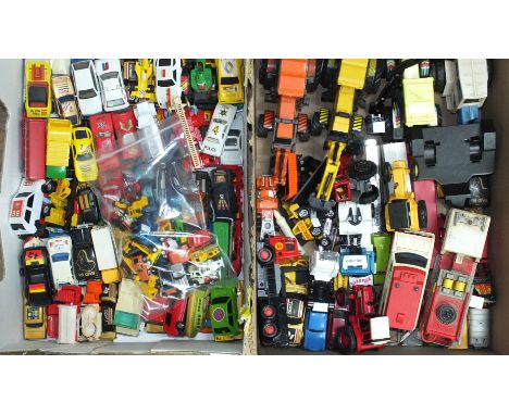 A large quantity of unboxed play-worn diecasts, including some Matchbox and Corgi diecasts and some miniature plastic cars.