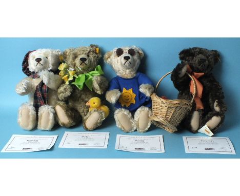 Steiff for Danbury Mint, 'The Four Seasons' teddies: Hamish, Dylan, Sunny and Scrumpy, each with its certificate, 33cm, (4).