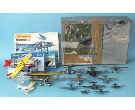 Dinky Toys, eight repainted aircraft, including 62k The Kings Aeroplane, 62r Four-engine liner, 62t Armstrong Whitley bomber,