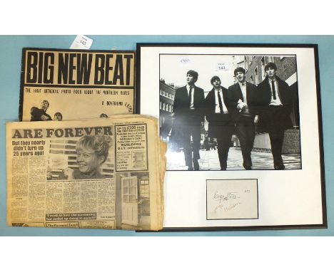 The Beatles, a set of four autographs signed on the back of an Adam Faith and The Roulettes ticket, Paul McCartney and John L